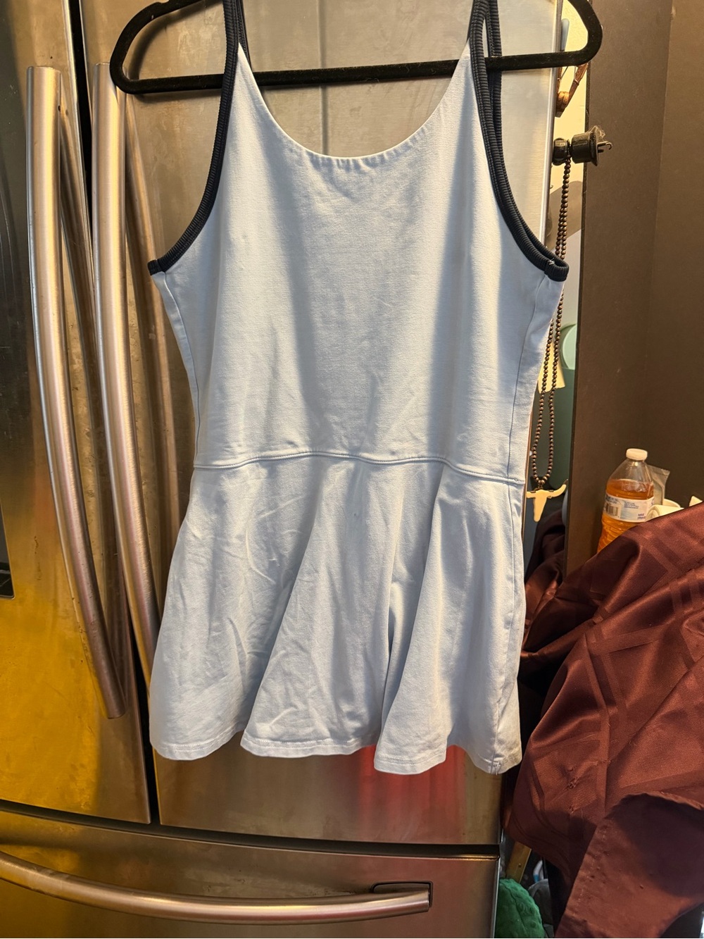 FP Movement by Free People Light Blue Romper with Navy Trim